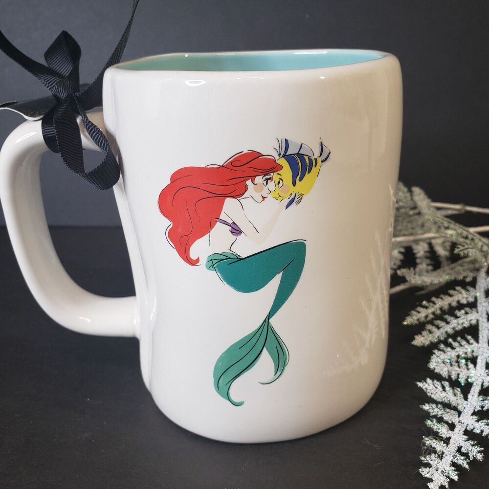 NEW Rae Dunn Disney Princess The Little Mermaid with Flounder Mug Gift Cup
